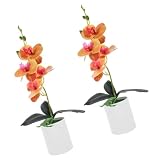 Warmhm 2St kunstpflanze kunstplflanze wohnaccessoires anpflanztöpfchen genschenkideen gefälschte Topfblume künstliche Phalaenopsis-Bonsai Desktop-Topfpflanze gefälschte Bonsais Plastik