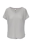 QS Damen 2147432 T-Shirt aus Leinenmix, grau 9203, XL