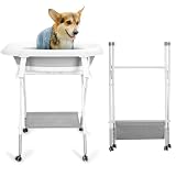 Saterkali 2-in-1-Hundebadewanne, tragbare Hundewaschstation zum Baden und Pflegen, für drinnen und draußen, faltbare Welpendusche, Duschwanne für kleine Hunde, Katzen, Haustiere mit 4 Rollen, G