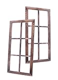 2er Set Deko Fensterrahmen aus Holz 60cm - natur geflammt - Holzrahmen zum Hängen und Gestalten - Bilder Wand Fenster Rahmen shabby vintage L