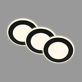 BRILONER - 3er Set LED Einbaustrahler 230V mit Nachtlichtfunktion, Flächen und Ringe sep. schaltbar, Speicherfunktion, LED Spot, flach, Deckenspots, Einbauleuchten, Wohnzimmer, 93x30mm, Schw