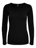 ONLY Damen Langarm-Shirt Onllive Love XS S M L XL Schwarz Weiss Rundhals, Größe:M, Farbe:Black 15204712