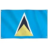 Runesol St Lucia Flagge, 91x152cm (3ft x 5ft), 4 Ösen, St Lucia Fahne, Saint Lucia Landesfahne, Olympics 2024, Premium-Fahnen für drinnen und draußen, lebendige Farb