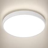 NUODIFAN LED Deckenleuchte,24W Deckenlampe,2400LM Ultra Dünn Weiß 4000K Wasserfest IP65 Badzimmer Deckenlampe,Rund Ø28 Deckenleuchte Flimmerfreie Lampe, LED Lamp
