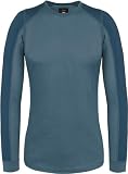 normani Ultraleichter Damen Merino Pullover Merino Shirt Sommer Outdoor Langarm Shirt Rundhals - 100% RWS Merinowolle Farbe Blau Größe XL
