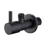 Ibergrif Eckventil 1/2 Zoll Wandanschluss, 3/8 Zoll Schlauchanschluss, Eckregulierventil, Eckventil Waschbecken für Kalt Warmwasser Trinkwasser, Ventil Messing, Schw