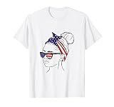 Bandana Mädchen Mit Amerikanischer Flagge T-S