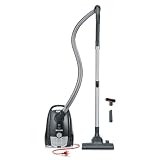 SEVERIN Staubsauger mit Beutel, kompakter & leiser Bodenstaubsauger für Teppich- & Hartböden, 750 W, Soft-Sound-Bodendüse, 8 m Reichweite, schwarz, BC 7030