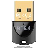 Bluetooth Adapter 5.4, Bluetooth Stick für PC (EDR & BLE) USB Bluetooth Dongle Plug & Play für PC Laptop Desktop Computer, supporta Windows 11/10/8.1/7 (Black-5.43)