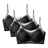 Nahtloser, ultradünner Eisseiden-BH, atmungsaktiver Eisseiden-Tages-BH mit herausnehmbaren Polstern, 3 Packungen, bequemer Eisseiden-BH Unterwäsche Schwangerschaft (Black, XXXXL)
