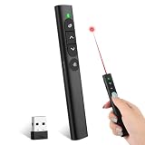 Presentation Clicker,2.4GHz Powerpoint Fernbedienung via USB Empfänger,Rot Pointer für Präsentationen mit Stiftclip,Wireless Presenter mit Laserp