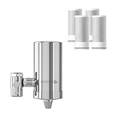 Waterdrop WD-FC-06 Wasserhahn aus Rostfreiem Stahl, Kohleblock Wasserfiltersystem, Leitungswasserfilter, Entfernt Chlor, Schwermetalle und Schlechten Geschmack (4 Filter Enthalten)