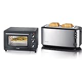 SEVERIN Back- und Toastofen mit Umluftfunktion, Mini Backofen mit Grillrost, Backblech & Automatik-Langschlitztoaster, Toaster mit Brö