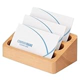 RoxNvm Kreative Visitenkartenständer, Visitenkartenhalter Holz Buche, Desktop Visitenkartenbox, kartenhalter ,Visitenkartenmappe, Dreischichtiger Aufbau, Für Ausstellung, Zuhause, Bü