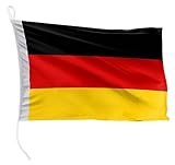 FLAGLY Premium Bootsfahne Deutschland 100 x 150 cm - Schiffsflaggentuch, 160g/m² Stoffgewicht - robust und witterungsbeständig mit Strick & Schlaufe, Bootszubehör Motorboot (100 x 150 cm, Deutschland)