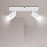 Ketom Deckenstrahler LED Weiß - Deckenstrahler 2 Flammig - LED Deckenleuchte Schwenkbar - GU10 Deckenlampe Spot - Spotlight Lampe Modern - Strahler Deckenspot für Küche, Wohnzimmer, S