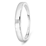 Miore – Verlobungsring Damen aus 9 Karat Weißgold (375) mit 0.02 Ct Diamanten in Spannfassung – Verlobungsring mit 4 natürlichen Brillanten – Echtgold allergenfrei & handgefertigt (Gr.48-60)