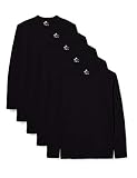 Lower East Herren Langarmshirt, 100% Baumwolle, Rundhalsausschnitt (5er-Pack)