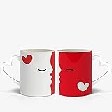 Smyla Partner-Tassen 2er Set | Küssende Tassen | Ich Liebe Dich Geschenk für Freundin Freund Paare Pärchen | Kaffee Tee Valentinstag