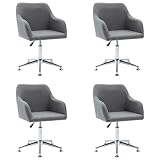 GHVBNMF Esszimmerstühle 4er Set Drehbar - Polsterstühle mit Armlehne Höhenverstellbar - Moderner Küchenstuhl Stoff Hellgrau - Schreibtischstuhl für Esszimmer Wohnzimmer Bü