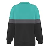 Damen Langarm Pullover 1/4 Reißverschluss Sweatshirts Revers Kragen V-Ausschnitt Printed Shirt Tops Oversize Pullover Lose Blusen Casual Urlaub Kleider, #3 Grün., XXL