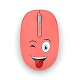 İnca Kabellose Maus Weeny mit lächelnden Gesicht, 2,4 GHz, 1200DPI optischer Sensor ergonomisch, für Kreatives Arbeiten und für Kinder geeignet (Modern, Korall)
