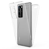 NALIA 360 Grad Handyhülle kompatibel mit Huawei P40 Pro Hülle, Full-Cover Silikon Bumper mit Displayschutz vorne Hardcase hinten, Komplettschutz Dünn Fullbody Case Rundum Handy-Tasche - Transp