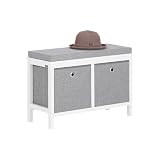 SoBuy FSR81-HG Sitzkommode Sitzbank mit Stauraum Schuhbank mit Sitzfläche Schuhtruhe mit 2 grauen Körben Weiß BHT ca.: 70x50x30