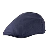 TOP-EX 100% Leinen Schiebermütze Herren Baskenmütze Mütze Sonnenschutz Sonnenhut Sommer Schirmmuetze Newsboy Cap Navy Blau XL/XXL