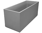 Ondis24 Pflanzkübel Blumenkübel Blumentopf Basalt 100cm, Schiefer Optik mit Wasserspeicher, Winterfest (Beton Hellgrau)