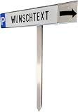 Edelstahl Parkschildhalterung mit Wunschtext (Einschlagpfosten, Schilderhalterung mit Einschubnut)