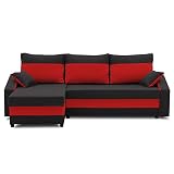 Ecksofa HEWLET 230x140 mit schlaffunktion und bettkasten. Gepolstertes schlafcouch mit stauraum. Modern wohnlandschaft wohnzimmer möbel. Schlafsofa mit Kissen mit Reißverschluss. (HAITI 17 + HAITI 18)