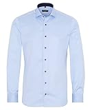 ETERNA Slim Fit Cover Hemd Langarm Haifischkragen Blickdicht Struktur Mittelblau Größe 42