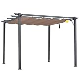 Outsunny Pergola Pavillon Terrassenüberdachung mit Schiebedach Garten Alu Kohlegrau+Kaffeebraun 3x3x2,23