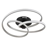 Globo LED Deckenleuchte schwarz silber Designleuchte geschwungen Deckenlampe Modern, opal, 40W 2500Lm 3000K warmweiß, D 50