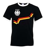 Herren T-Shirt Deutschland Retro Trikot Fußball - Schwarz XXL