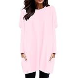 Langärmeliges Damen-Tunika-T-Shirt für Damen, lange Tunika, Tops 2025, lässig, Sport, trendig, Winter, Herbst, T-Shirts, lockere Passform, niedlich mit Taschen, elegantes T-Shirt, zum Ausg