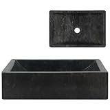 vidaXL Waschbecken 45x30x12cm Marmor Waschschale Waschtisch Aufsatzwaschbecken Waschplatz Handwaschbecken Becken Bad Aufsatzbecken Hochglanz-Schw