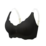 Bustier Damen Gepolstert Schwarz,Traegerlos Sporttops Fitness Ultrakomfortable Bra Top gepolstert Nahtlose Stretch 95b Gepolstert für Fitness Lauf Jogg