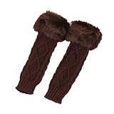 Lange pelzige Damenhandschuhe, gestrickt, warm, fingerlose Armstulpen Fischlandschmuck (Coffee, One Size)