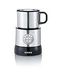 SEVERIN Induktions-Milchaufschäumer, elektrisch & ohne Anbrennen, spülmaschinengeeigneter Milchaufschäumer, Edelstahl-gebürstet/schwarz, 700 ml, SM 3583