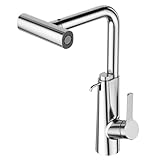 CREA Wasserhahn Küche mit Brause, 360° Drehbar Küchenarmatur, Mischbatterie Küche mit Seifenspender, Spültischarmatur aus Edelstahl,C