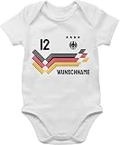 Baby Body Junge Mädchen - 2024 Fussball EM Fanartikel - Trikot mit anpassbarem Namen und Trikotnummer - 1/3 Monate - Weiß - deutschland strampler wm fußball deutschlad babykleidung w