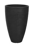 Blumenkübel im Rillen Design - 39,5 x 60 cm - Kunststoff Pflanzkübel Blumentopf rund für Innen und Außen (Anthrazit - 60 cm)