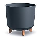 Blumentopf mit Füßen 28,5 cm – runder Pflanzkübel aus PP Kunststoff in Matt-Optik, Frost- & UV-beständig, modernes Design für Haus, Balkon & Garten, Übertop
