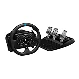 Logitech G G923 Racing Wheel und Pedale, TRUEFORCE bis zu 1000 Hz Force Feedback, Responsive Driving-Design, Doppelkupplungs-Startkontrolle, für PS5, PS4, PC, Mac – Schw