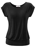 ELFIN Damen T-Shirt Ärmellos Longshirt Kurzarm Lässig Tunika Weite O-Neck Oberteile Sommer Basic Top