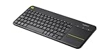 Logitech K400 Plus Kabellose Touch-TV-Tastatur mit integriertem Touchpad, Englishes QWERTY-Layout - Schw
