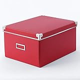 Klassische Aufbewahrungsbox, robuste Aufbewahrungs- und Archivbox aus Karton mit Deckel für Zuhause, Büro und Umzug, Rot, 23 x 30 x 21,5