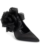 KARL LAGERFELD Damen Savie Evening Fabric Flowers Pumps, Schwarz, 38.5 EU